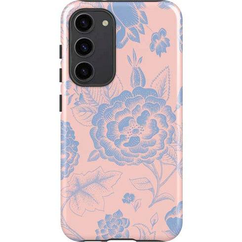 Rose Quartz & Serenity Floral Galaxy S23 Plus Pro Case