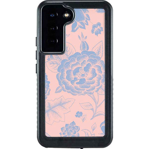 Rose Quartz & Serenity Floral Galaxy S23 Plus Waterproof Case