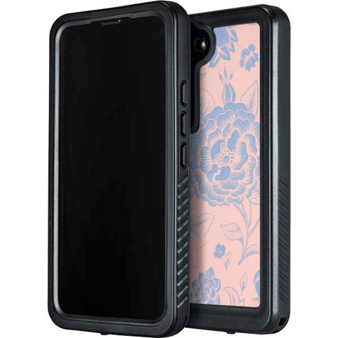 Rose Quartz & Serenity Floral Galaxy S23 Plus Waterproof Case