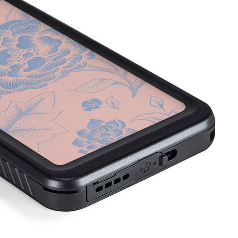 Rose Quartz & Serenity Floral Galaxy S23 Waterproof Case