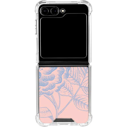 Rose Quartz & Serenity Floral Galaxy Z Flip5 5G Clear Case