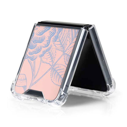 Rose Quartz & Serenity Floral Galaxy Z Flip5 5G Clear Case