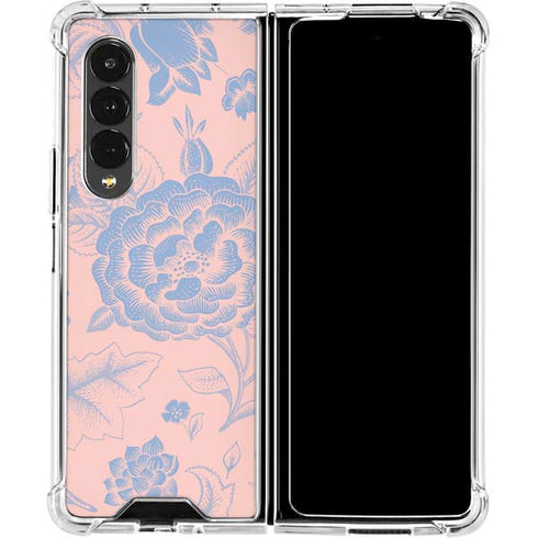 Rose Quartz & Serenity Floral Galaxy Z Fold4 5G Clear Case