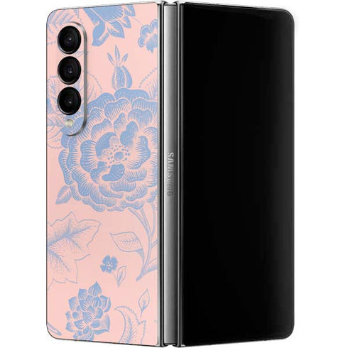 Rose Quartz & Serenity Floral Galaxy Z Fold4 5G Skin