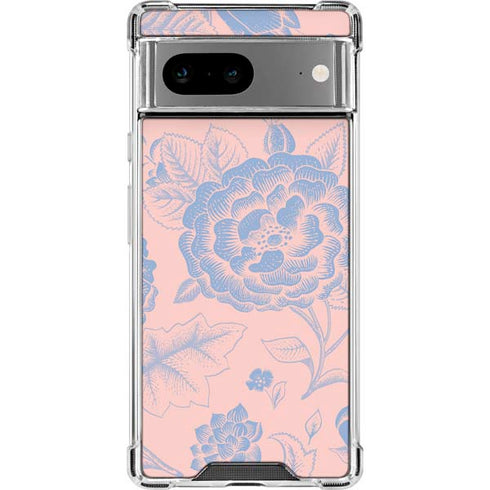Rose Quartz & Serenity Floral Google Pixel 8 Clear Case