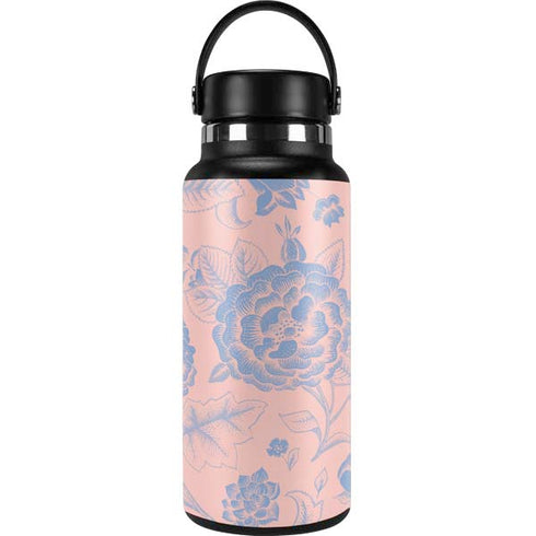 Rose Quartz & Serenity Floral Hydro Flask 32oz Wide Mouth Skin