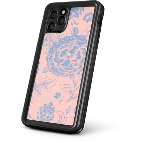 Rose Quartz & Serenity Floral iPhone 11 Pro Max Waterproof Case