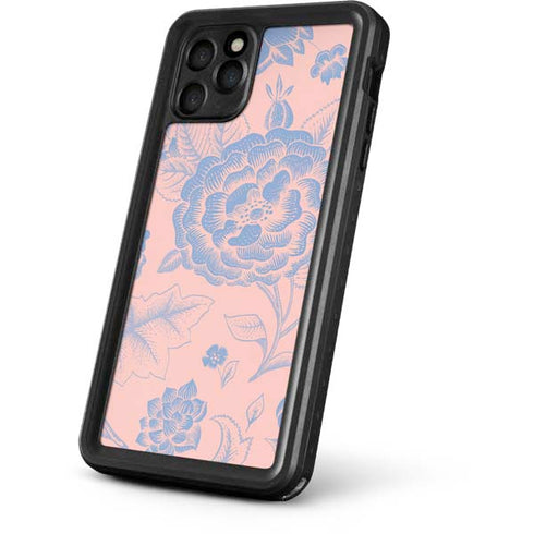 Rose Quartz & Serenity Floral iPhone 11 Pro Waterproof Case