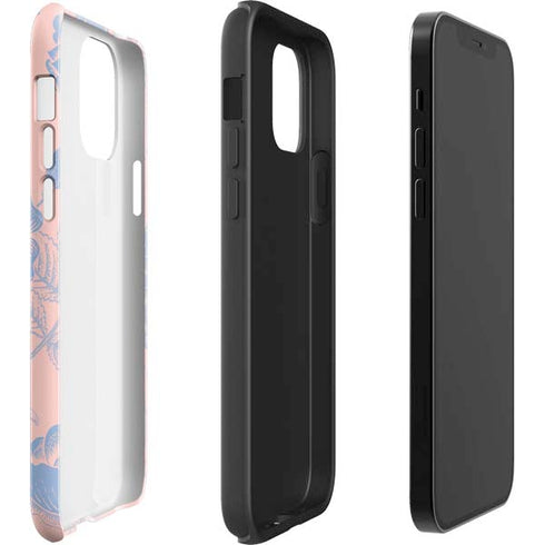 Rose Quartz & Serenity Floral iPhone 12 Impact Case