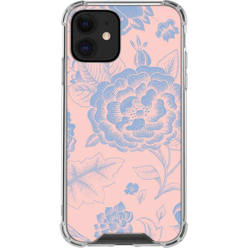 Rose Quartz & Serenity Floral iPhone 12 Mini Clear Case