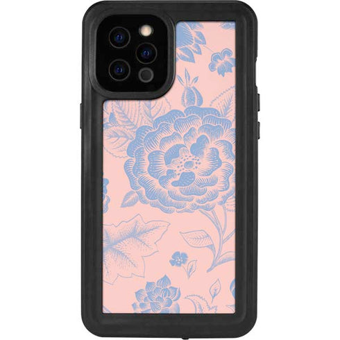 Rose Quartz & Serenity Floral iPhone 12 Pro Max Waterproof Case