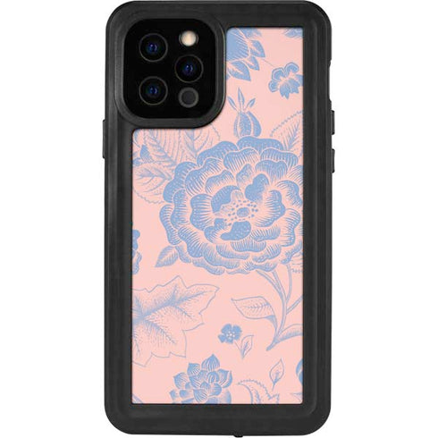 Rose Quartz & Serenity Floral iPhone 12 Pro Waterproof Case