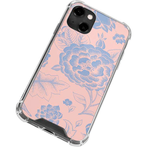 Rose Quartz & Serenity Floral iPhone 13 Clear Case