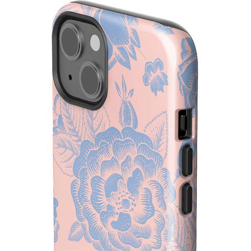 Rose Quartz & Serenity Floral iPhone 13 Impact Case