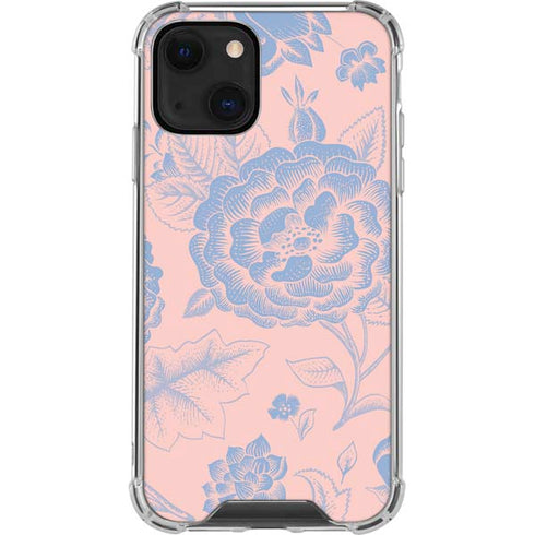 Rose Quartz & Serenity Floral iPhone 13 Mini Clear Case