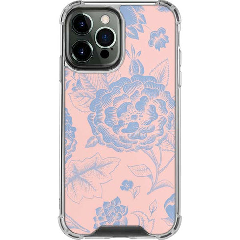 Rose Quartz & Serenity Floral iPhone 13 Pro Max Clear Case