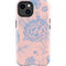 Rose Quartz & Serenity Floral iPhone 14 Plus Impact Case