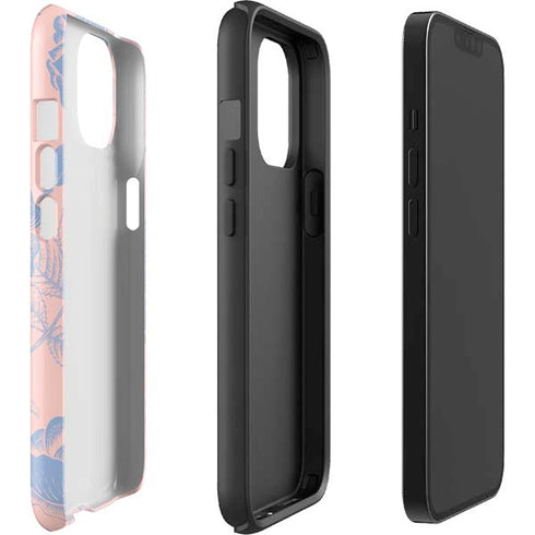 Rose Quartz & Serenity Floral iPhone 14 Plus Impact Case