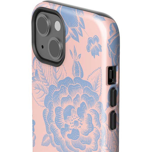 Rose Quartz & Serenity Floral iPhone 14 Impact Case