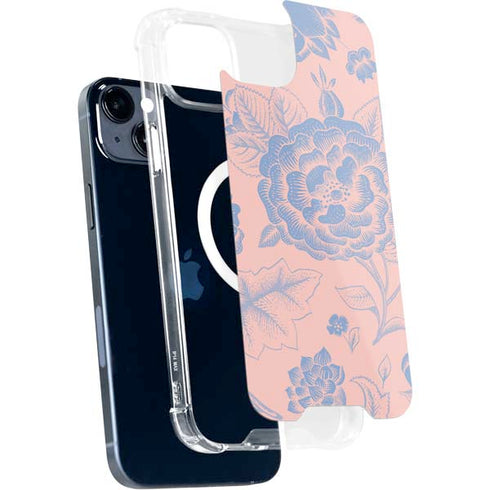 Rose Quartz & Serenity Floral iPhone 14 Plus MagSafe Case
