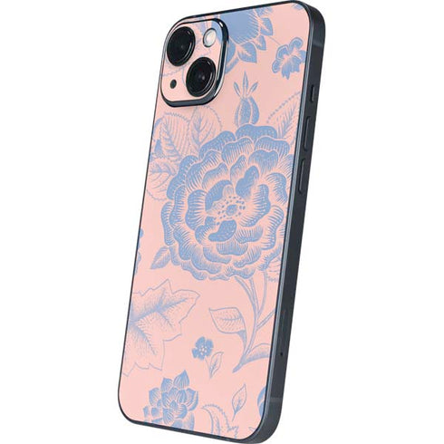Rose Quartz & Serenity Floral iPhone 15 Plus Skin