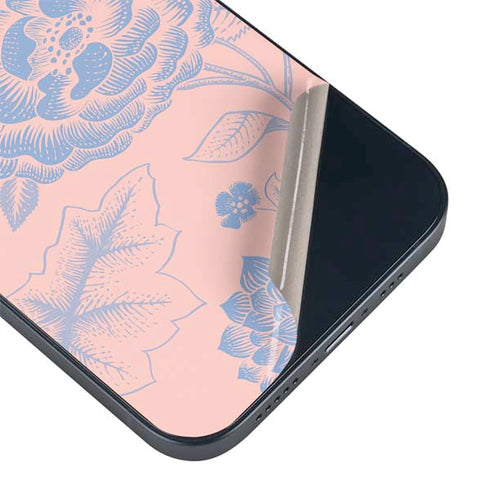Rose Quartz & Serenity Floral iPhone 15 Plus Skin