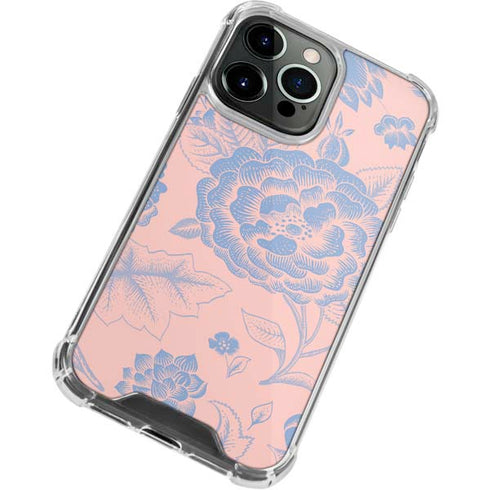 Rose Quartz & Serenity Floral iPhone 14 Pro Clear Case