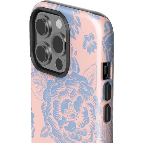 Rose Quartz & Serenity Floral iPhone 14 Pro Impact Case