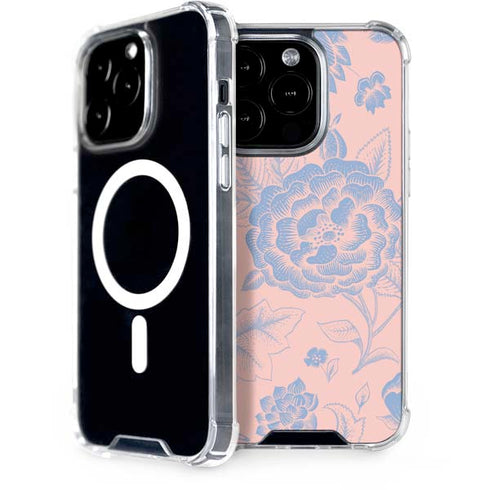 Rose Quartz & Serenity Floral iPhone 14 Pro MagSafe Case