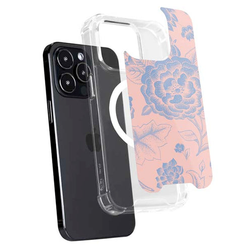 Rose Quartz & Serenity Floral iPhone 15 Pro MagSafe Case