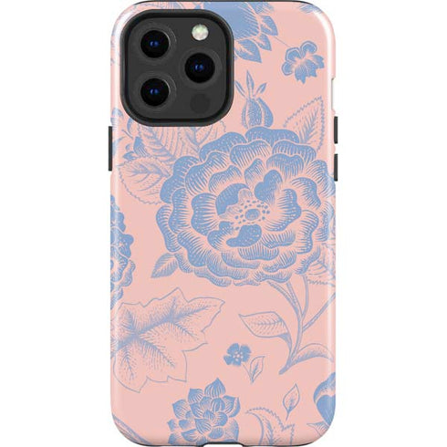 Rose Quartz & Serenity Floral iPhone 15 Pro Max Impact Case