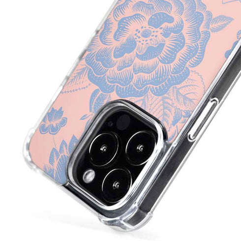 Rose Quartz & Serenity Floral iPhone 15 Pro Max MagSafe Case