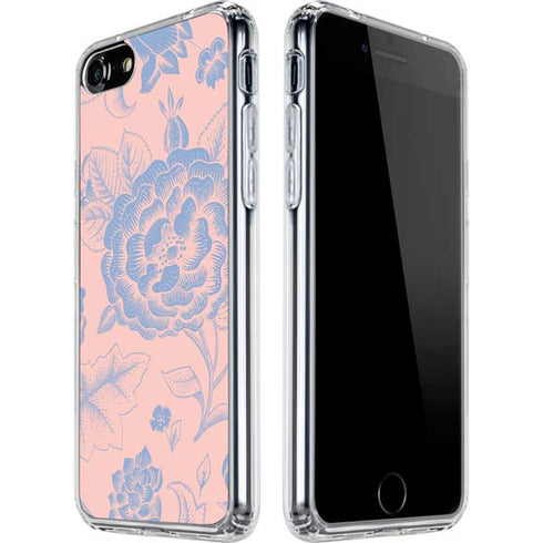 Rose Quartz & Serenity Floral iPhone SE (2nd & 3rd Gen) Clear Case
