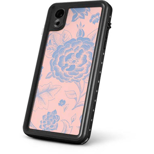 Rose Quartz & Serenity Floral iPhone XR Waterproof Case