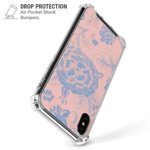 Rose Quartz & Serenity Floral iPhone XS Max Clear Case