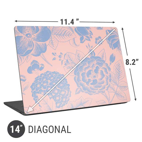 Rose Quartz & Serenity Floral Universal Laptop 14in (11.4 x 8.2in) Skin