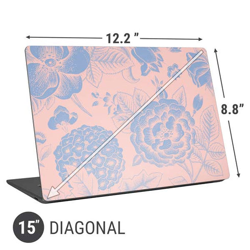 Rose Quartz & Serenity Floral Universal Laptop 15in (12.2 x 8.8in) Skin