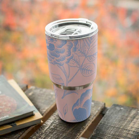 Rose Quartz & Serenity Floral Yeti 30oz Rambler Tumbler Skin