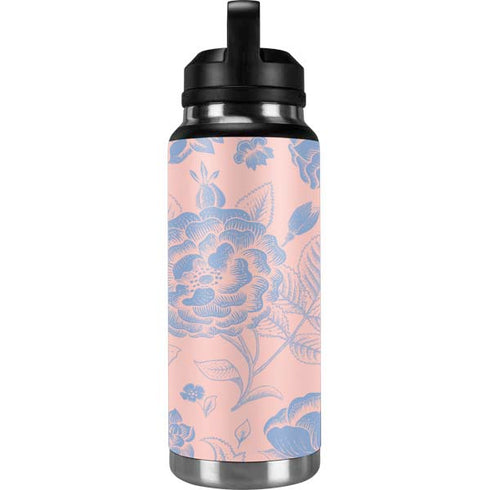 Rose Quartz & Serenity Floral YETI Rambler 36oz Bottle Skin