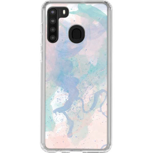 Rose Quartz & Serenity Splatter Galaxy A21 Clear Case