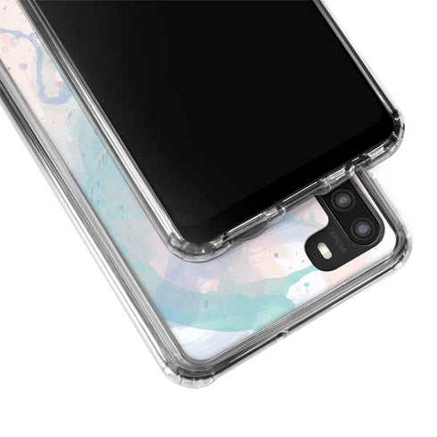 Rose Quartz & Serenity Splatter Galaxy A21 Clear Case