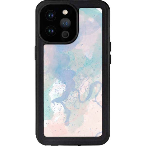 Rose Quartz & Serenity Splatter iPhone 14 Pro Max Waterproof Case