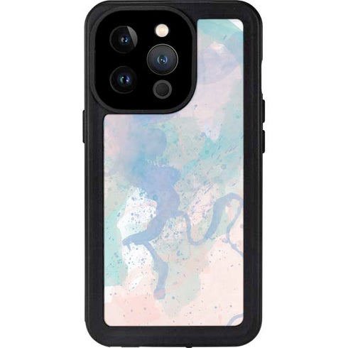 Rose Quartz & Serenity Splatter iPhone 14 Pro Waterproof Case