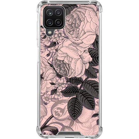 Rose Quartz Floral Galaxy A12 Clear Case