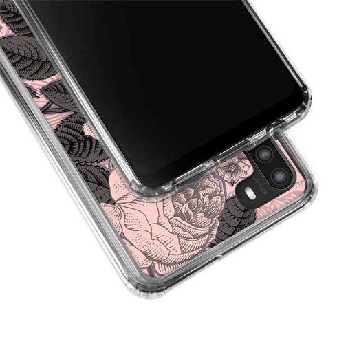 Rose Quartz Floral Galaxy A21 Clear Case