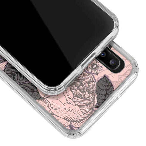 Rose Quartz Floral Galaxy A30 Clear Case