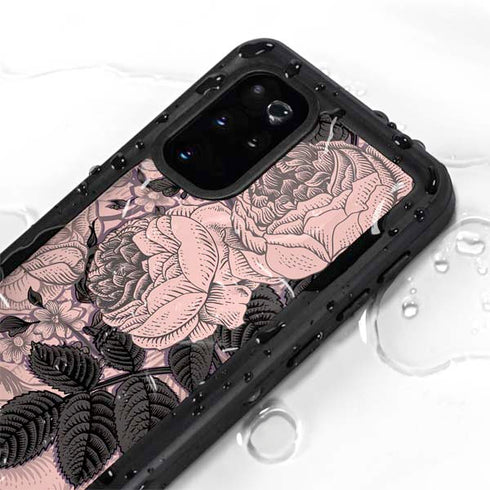Rose Quartz Floral Galaxy S20 Plus Waterproof Case