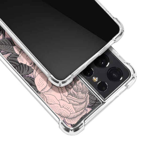 Rose Quartz Floral Galaxy S21 Ultra 5G Clear Case