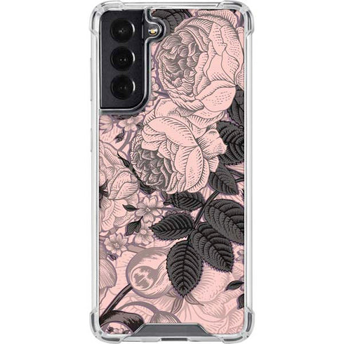 Rose Quartz Floral Galaxy S22 Clear Case