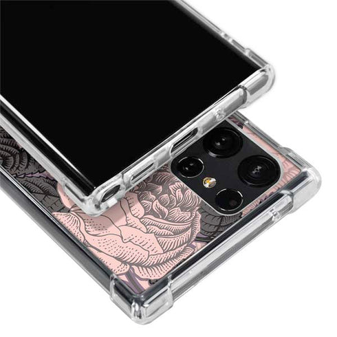 Rose Quartz Floral Galaxy S22 Ultra Clear Case
